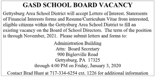 GASD Accepting Applications for Open Board Seat 1 121019 0104 GASDAccepti1