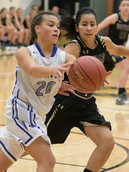 woman in blue and white basketball jersey shirt holding basketball