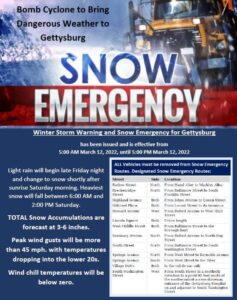 Bomb Cyclone to Bring Dangerous Winter Weather to Gettysburg – Snow Emergency Issued