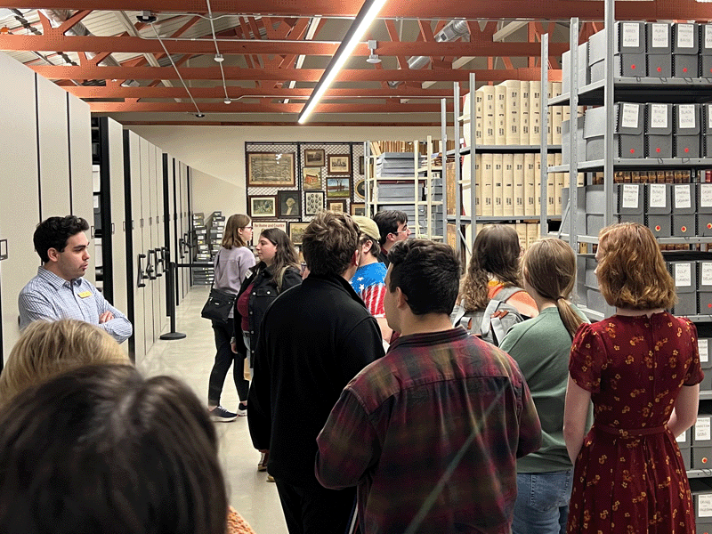 Adams County Historical Society Executive Director Andrew Dalton conducts a tour of the new facility.