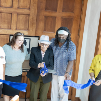 Members of the Gettysburg Black History Museum board of directors, including Mary Alice Nutter, center, cut the ribbon at the museum's new location within Valentine Hall on the United Lutheran Seminary campus in Gettysburg. The museum is open by appointment only.