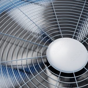 Close up view on HVAC units (heating, ventilation and air conditioning). 3D rendered illustration.
