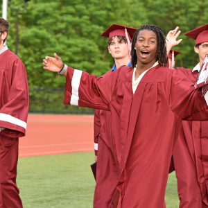 Gettysburg Area High School students march to commencement.[