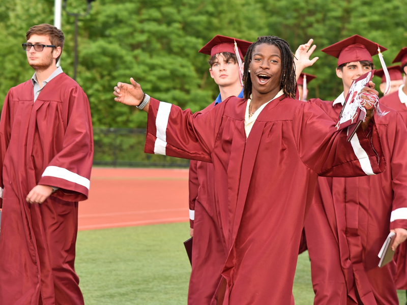 Gettysburg Area High School students march to commencement.[
