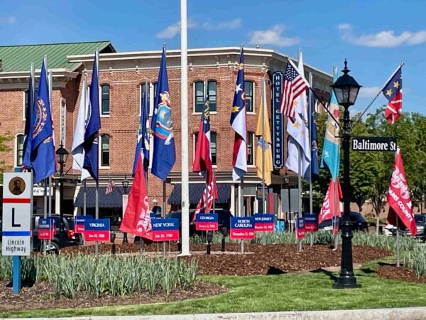 Gettysburg Borough unveils 13 original colony flags in Lincoln Square for America250 celebration