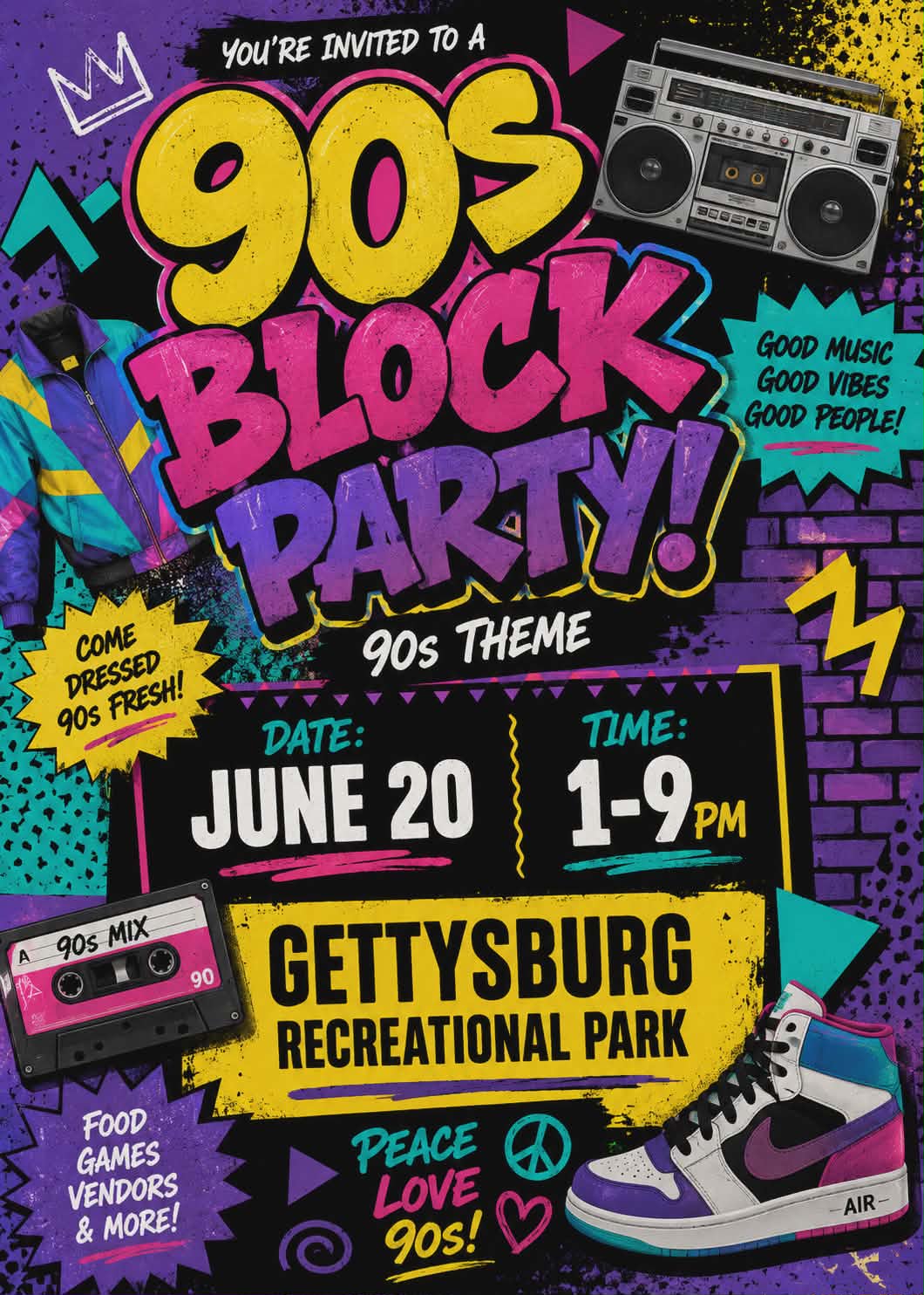 90’s Party-themed free community dinner promises fun for local families; a great opportunity for vendors and volunteers