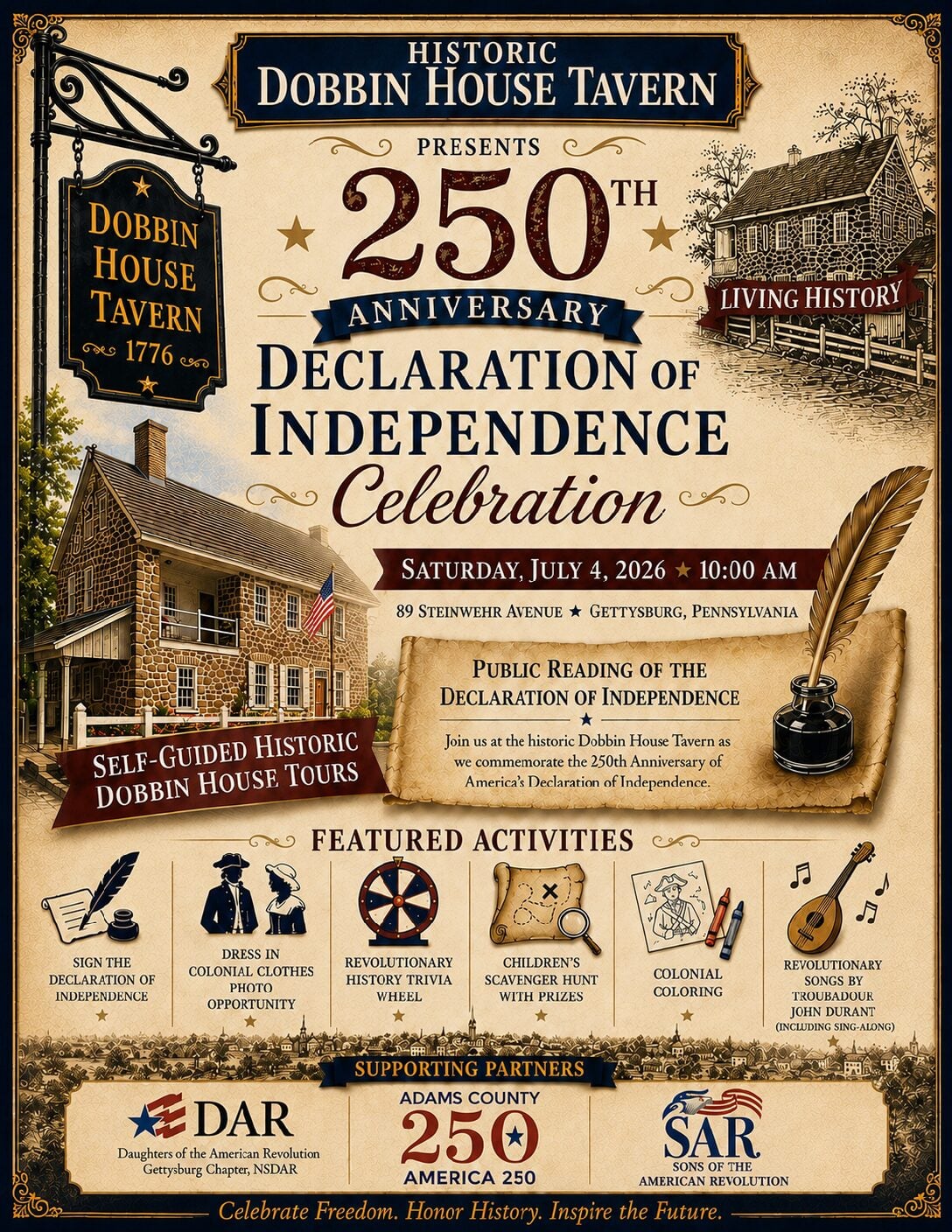 Dobbin House Tavern Announces 250th Anniversary Declaration of Independence Celebration on July 4