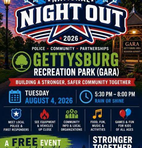 Gettysburg Recreation Park to Host National Night Out on August 4
