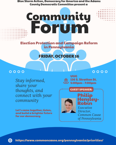 Community Forum on Election Protection and Campaign Reform Set for October 16