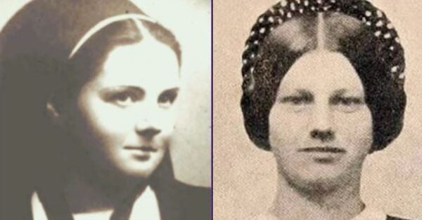 Portraits of Belgian nurse Renee Lemaire (left) and Jennie Wade (right)